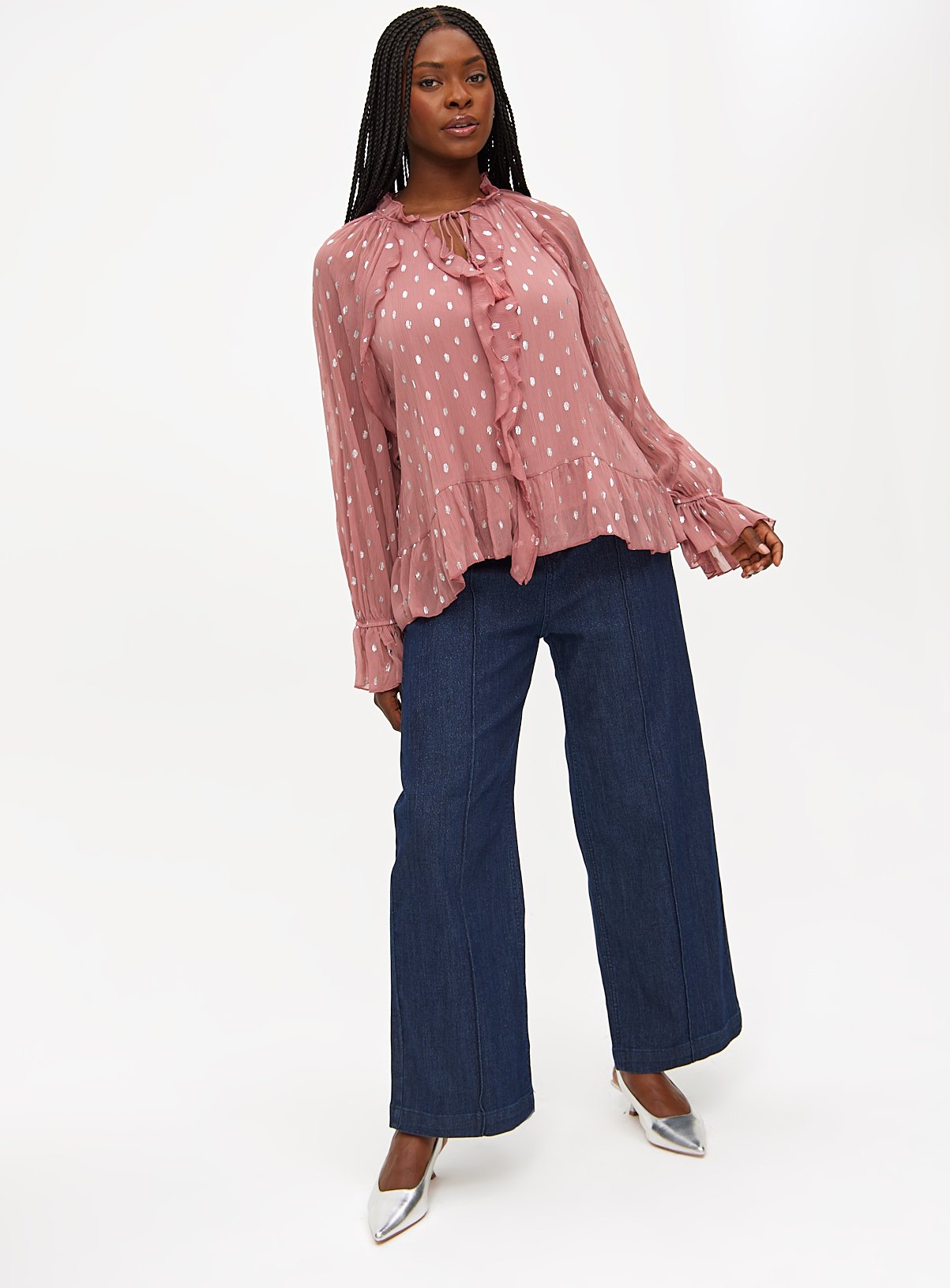 Pink Chiffon Foil Print Romantic Blouse 10 - Image 2 thumbnail